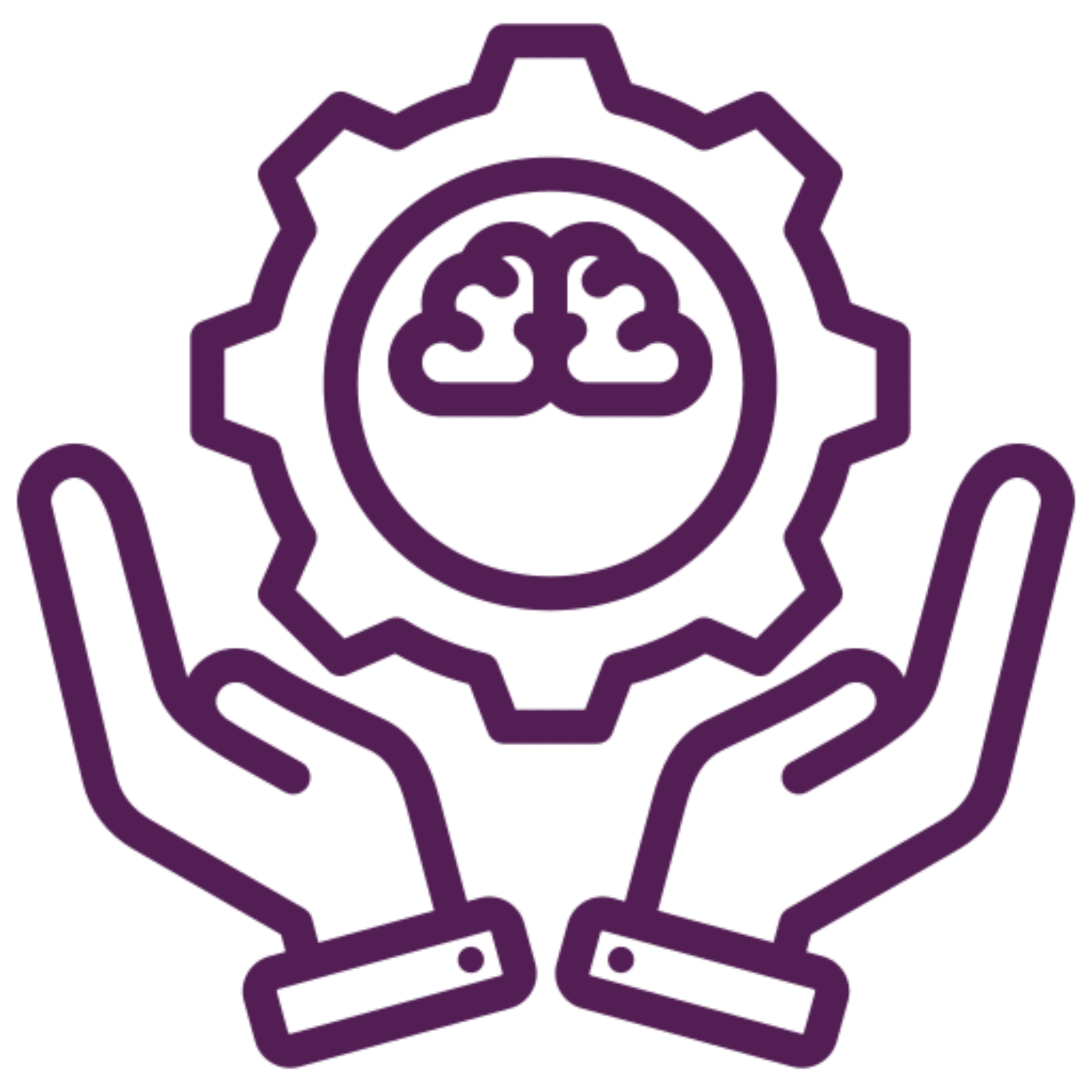 Mental support concept with hands and gear