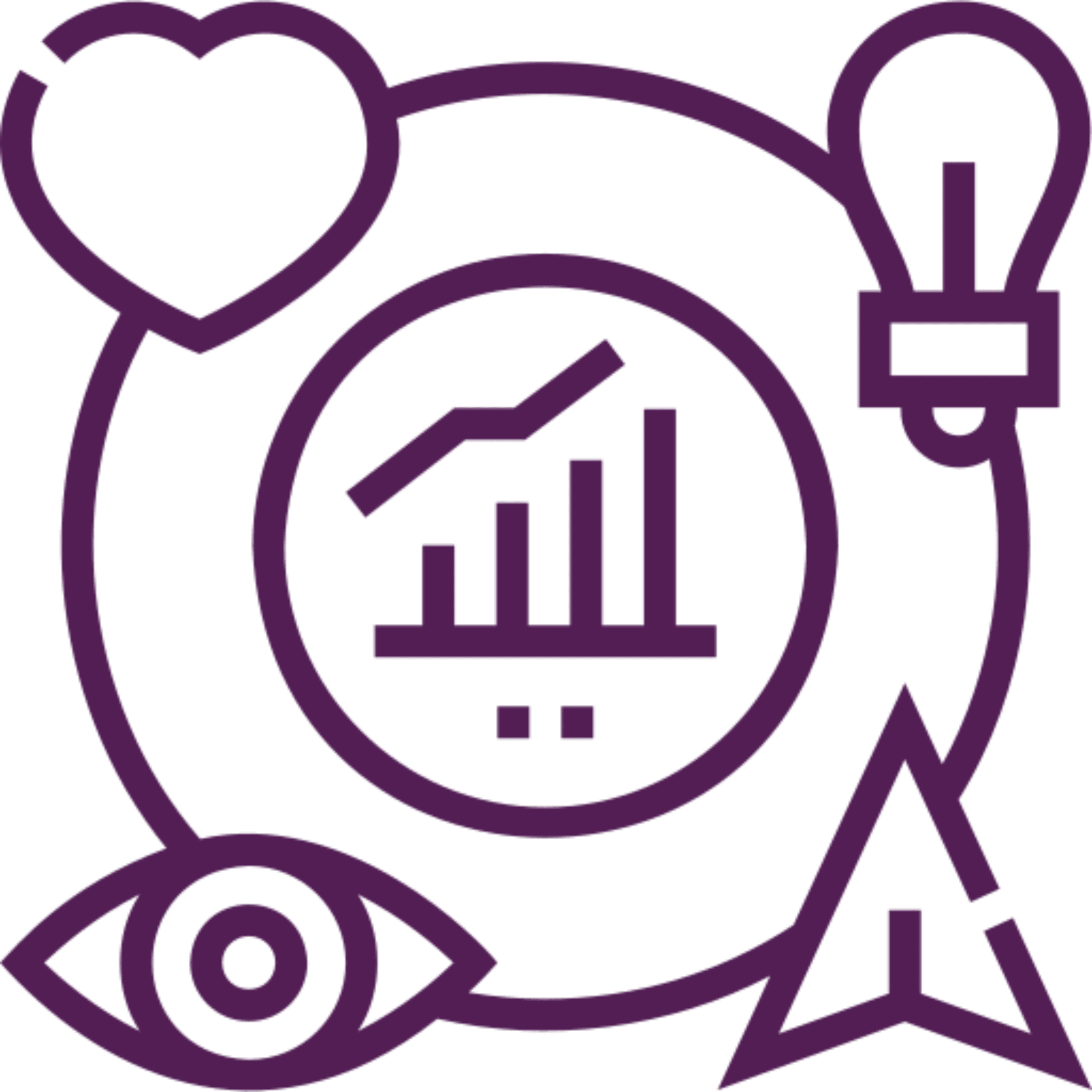Heart, eye, and graph illustration
