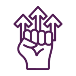 Purple fist and arrows icon
